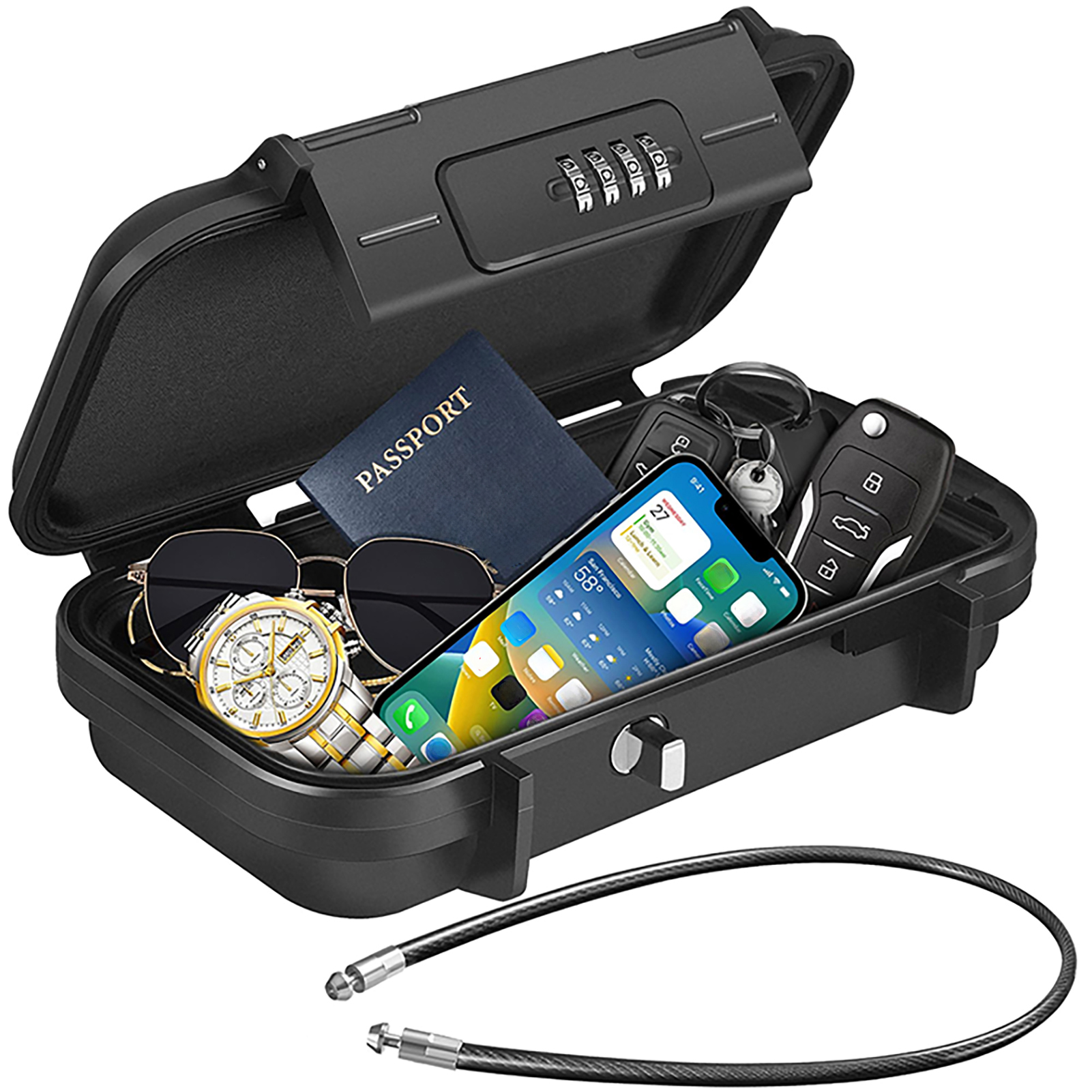 Reiskluis Grote code Waterdichte sleutelkluis Draagbare lockbox met verwijderbare kabelhandgreep Outdoor organizer