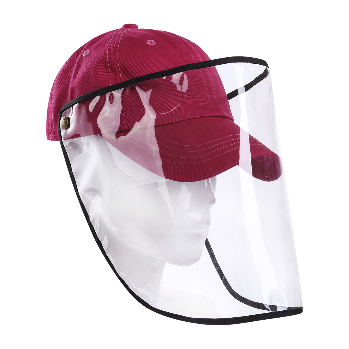 Unisex Color sólido Anti-Saliva Anti-gotita Anti-Splash Seguridad al aire libre tapas de protección sombreros con protección facial completa clara: Rose Red