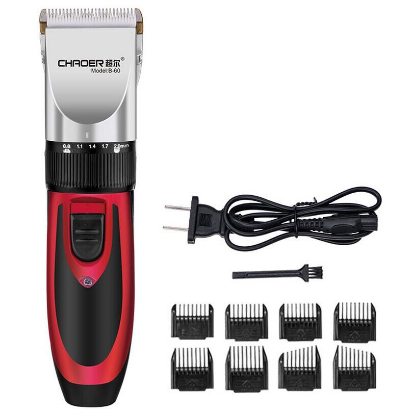 Cordless Hair Clipper Rechargeable Hair Trimmer for Men Electric Cutter Ceramic blade 1mm-12mm Nozzles: Red