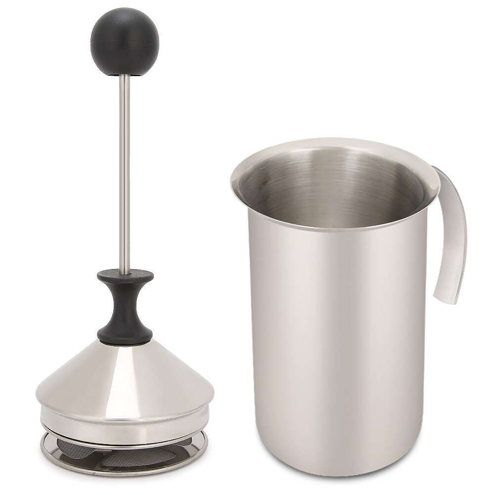 Milchaufschäumer 400ml Edelstahl Verdicken Milchaufschäumer Hand Pumpe Milch Schäumer mit Frühling für Küche Applicance Kochen