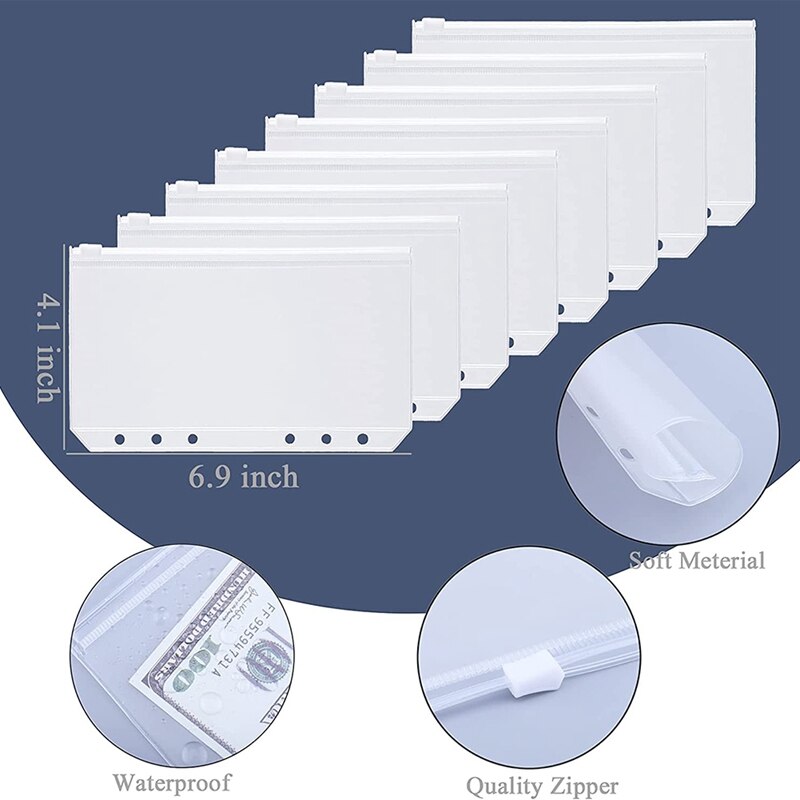 A6 PU Binder Case,with A6 Binder Pockets 12 Expense Budget Sheets Sticker Labels for 26 Categories Ring Budget Binder