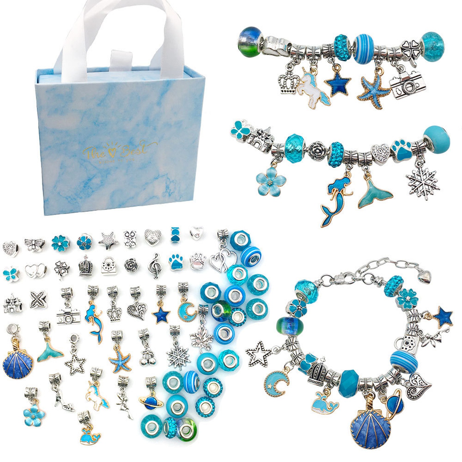 Kits de bijoux roses multicolores 14cm x 12cm, 1 ensemble de pendentifs de perles à grand trou pour Bracelet fait à la main, accessoires de matériaux artisanaux: 2