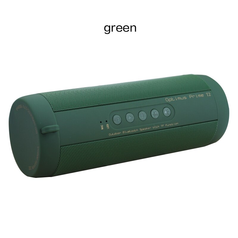 Alto-falante bluetooth sem fio t2 com bluetooth, alto falante portátil, à prova d&#39;água, suporte a cartão tf, rádio fm, entrada aux: Grama Verde