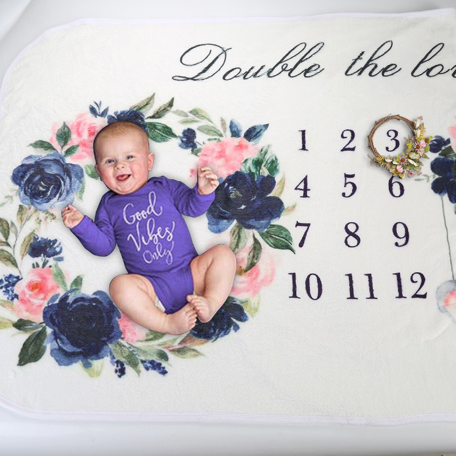 Tvillinger 160cm x90cm nyfødt baby månedlig vækst milepæl tæppe print blomsterfotografi rekvisitter baggrund klud minde tæppe