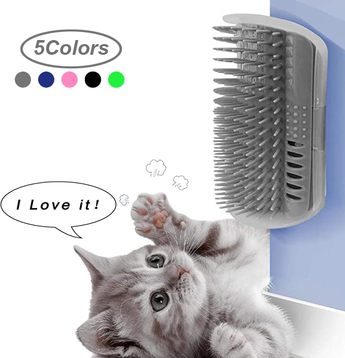 Katt själv groomer borste katt leksak hörn kittlare med kattmynta katter hund hårborttagning kam husdjur massage grooming verktyg hårtrimmer