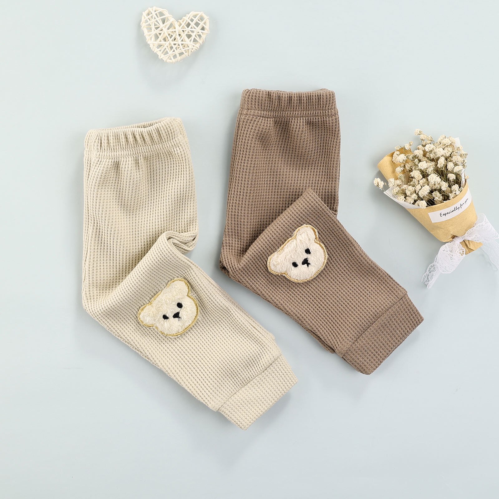 Peuter Kids Baby Jongen Meisje Leuke Wafel Broek Cartoon Beer Patroon Elastische Taille Broek Lente Herfst Baby Kleding 0-3 Jaar