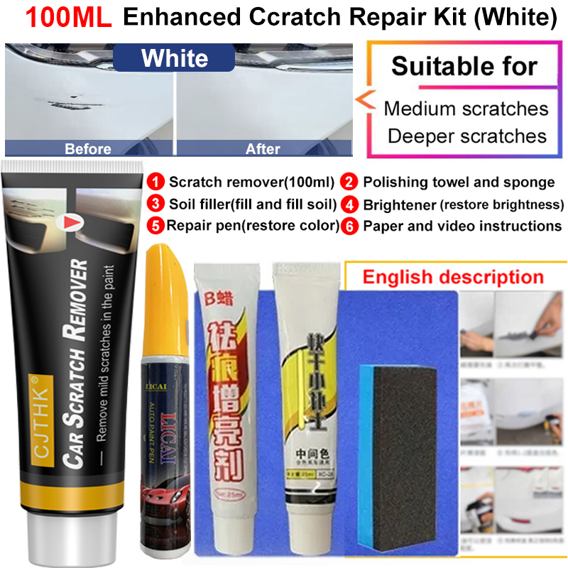 Auto Kras Remover Verf Care Tools Auto Swirl Remover Krassen Reparatie Polijsten Auto Body Slijpen Compound Anti Kras Wax: Ivoor