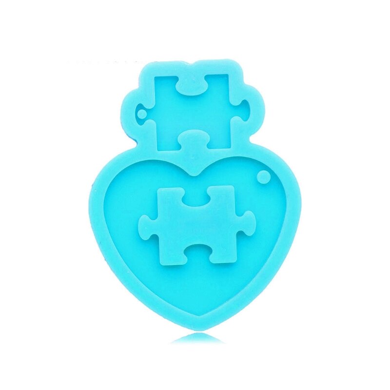 Heart Puzzle Keychain Silicone Mold Jigsaw Puzzle Epoxy Craft Resin Mold Autistic Love Puzzle Resin Casting Mold Tools