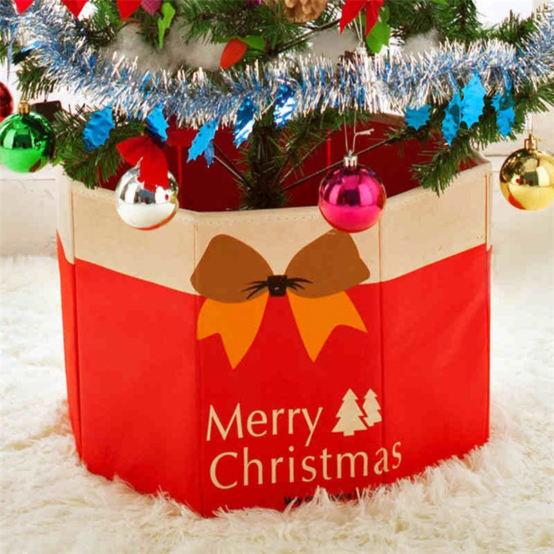 1Pcs Non-Woven Storage Boxes Christmas Tree Decorations Folding Tree Skirt Box Christmas Party Trees Foot Cover Base Case