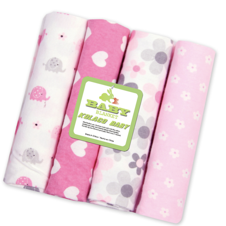 Kidstales 100% Katoen Flanel Baby Deken 4 Stks/pak Ontvangen Newborn Kleurrijke Cobertor Baby Laken 76x76cm: 5