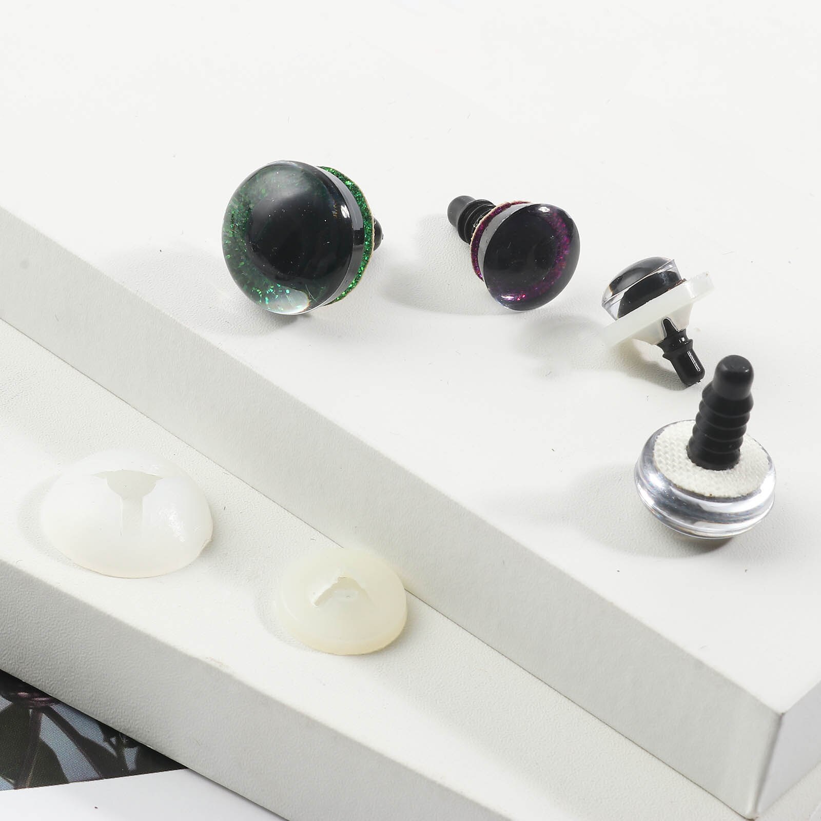 20 sets plastic doorzichtige trapezium veiligheid speelgoed ogen glitter speelgoed pop ambachten teddybeer poppen knuffel maken van dieren accessoires