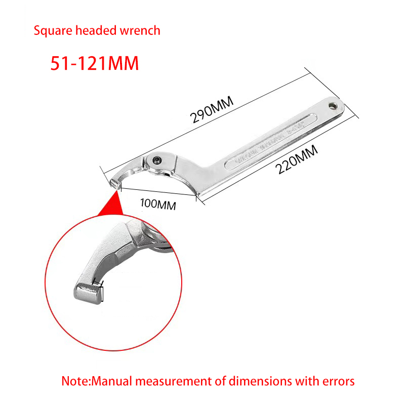 Adjustable Wrench Hook Spanner Square/Round Head CR-V Spanner For Round Bolt Maintenance Dismantling Tools 19-51/32-76/51-120mm: RED