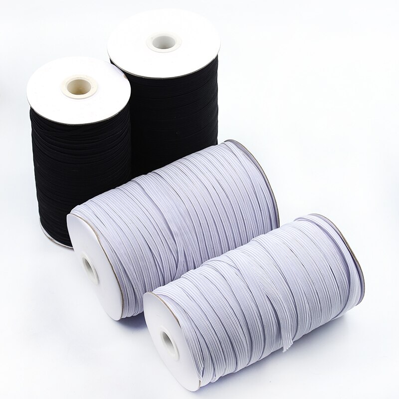 Elastische Bands Wit en Zwart een Rol 90 Meter/180 Meter 3/5/6/8/ 10/12mm Breedte Polyester voor Kleding Kledingstuk Naaien Accessoires