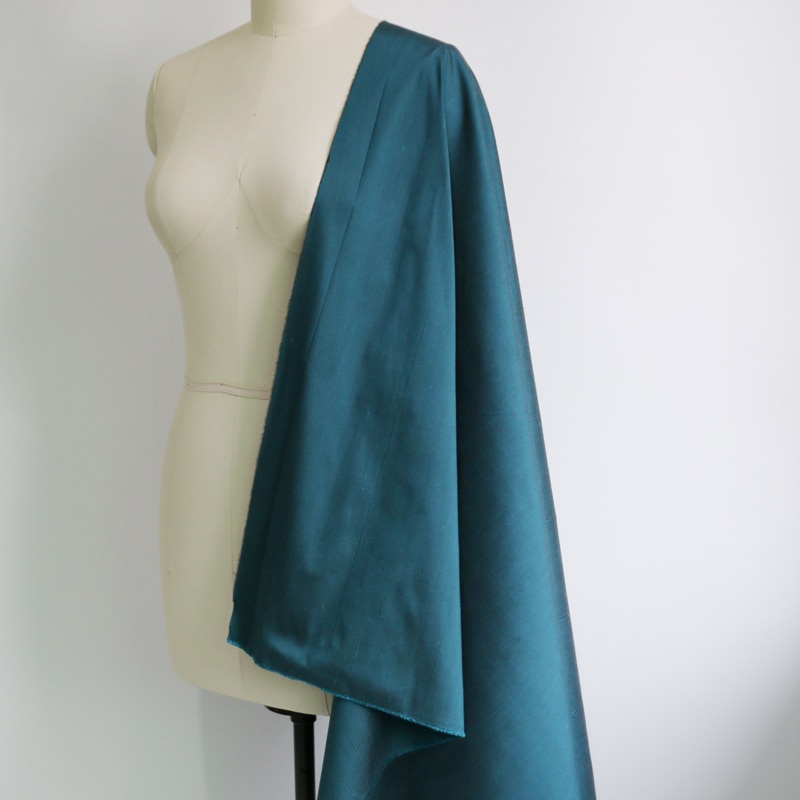 Tela de seda en forma de dupión para boda, 100cm x 110cm, nailon, Doupioni, Pavo Real Verde profundo