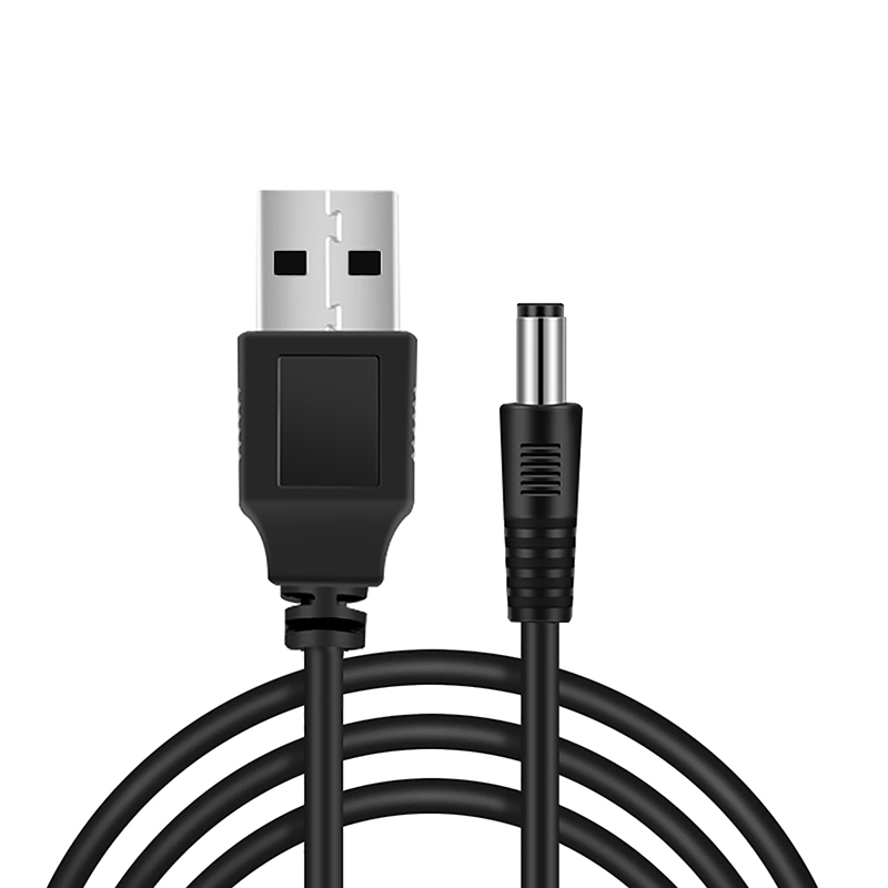 1M USB Port To 2.1mm - 5.5mm 5V DC Barrel Jack Power Cable Connector Black For LED / electronic goods