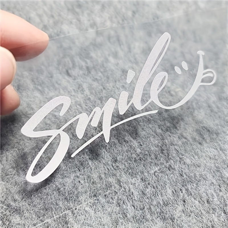 1PC auto "Smile" sticker voor raam - handgeschreven wit , ideaal voor het verspreiden van positiviteit op uw voertuig: Lavendel