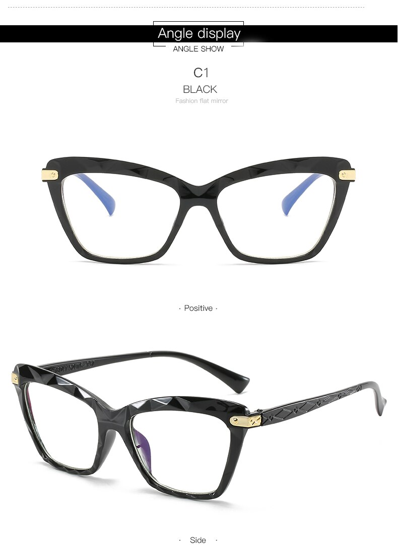 Mode Vierkante Brilmonturen Vrouwen Trending Stijlen Optische Computer Polygon Bril Vrouwen Anti Blue Ray Brillen Vrouwen: JH18041-C1