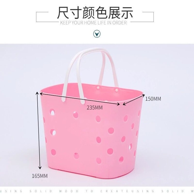 Portable Shower Caddy Tote Heart Shaped Hollow Plastic Storage Basket with Handle Box Organizer Bin for Bathroom Pantry Kitchen