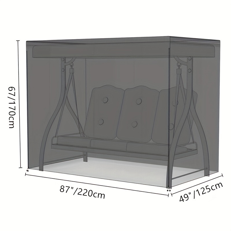 Overtræk til 600d terrassegynger, vandtæt gyngeovertræk til 3 personer, hængekøje, glidende baldakin, udskiftningsovertræk til slidstærkt uv-bestandigt vejrbestandigt