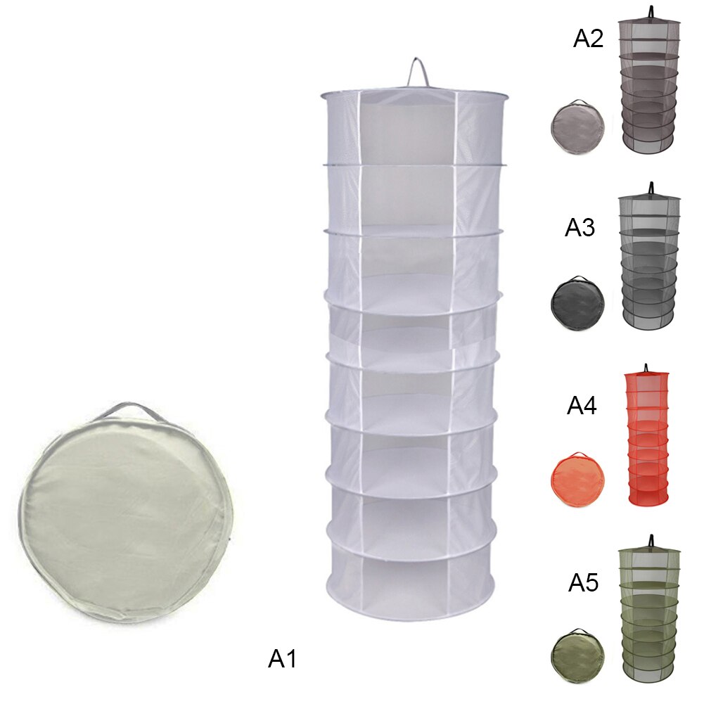 8 Layers Herb Drying Net Foldable Fabric Fishing Net Hanging Basket Dry Rack Bag Mesh Dryer For Herbs Flowers Plants Buds