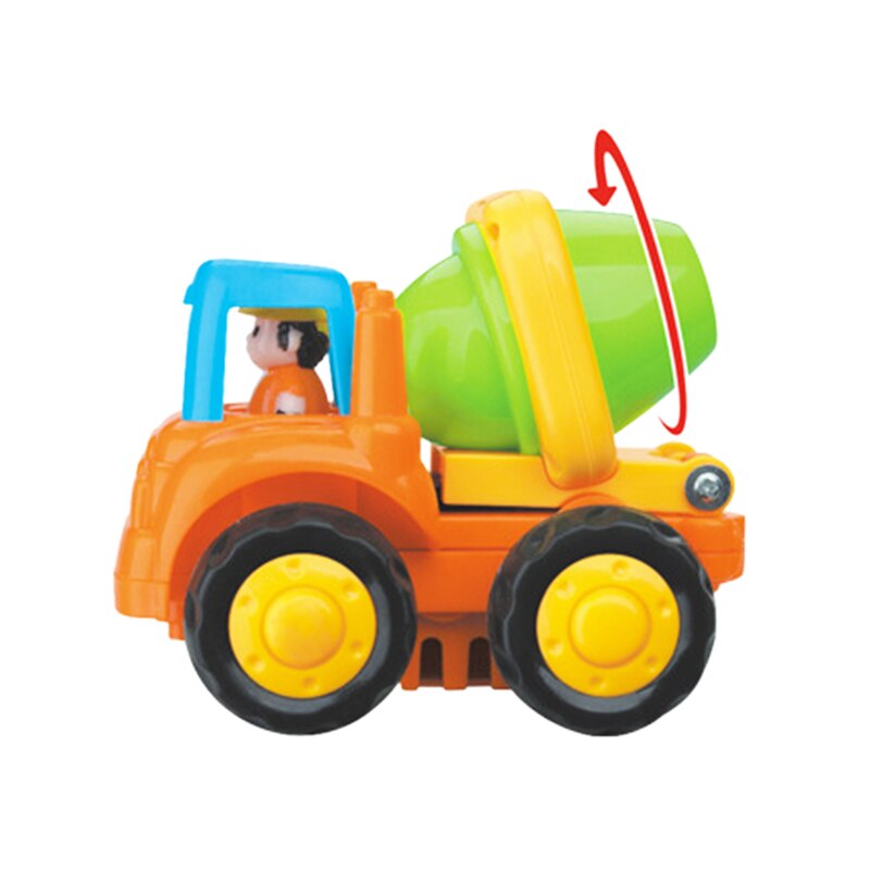 Tegneseriefrifriktionsdrevne legekøretøjer til småbørn 4 -pack, dumper, cementblander, bulldozer, traktor, legetøjsvogne, småbørnslegetøj