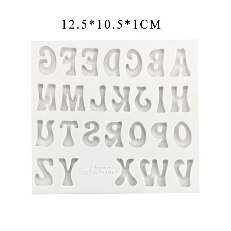 Moldes de arcilla para dulces 3D, herramientas de decoración de pasteles, molde de silicona, letras del alfabeto, mayúsculas, letras minúsculas: uppercase white