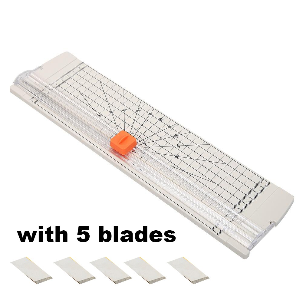 A3/A4 Paper Cutter Precision Paper Photo Trimmers Cutter Scrapbook Trimmer Lightweight Cutting Mat Machine for Office School: white with 5 blades
