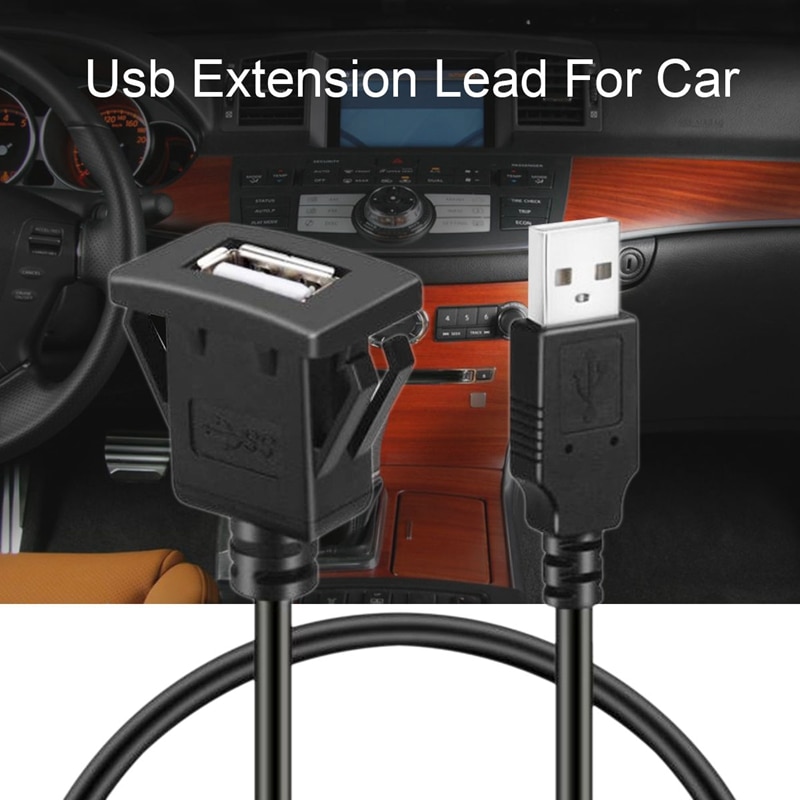 Auto Dash Board Flush Mount Usb Man-vrouw Socket Extension Panel Kabel 1M