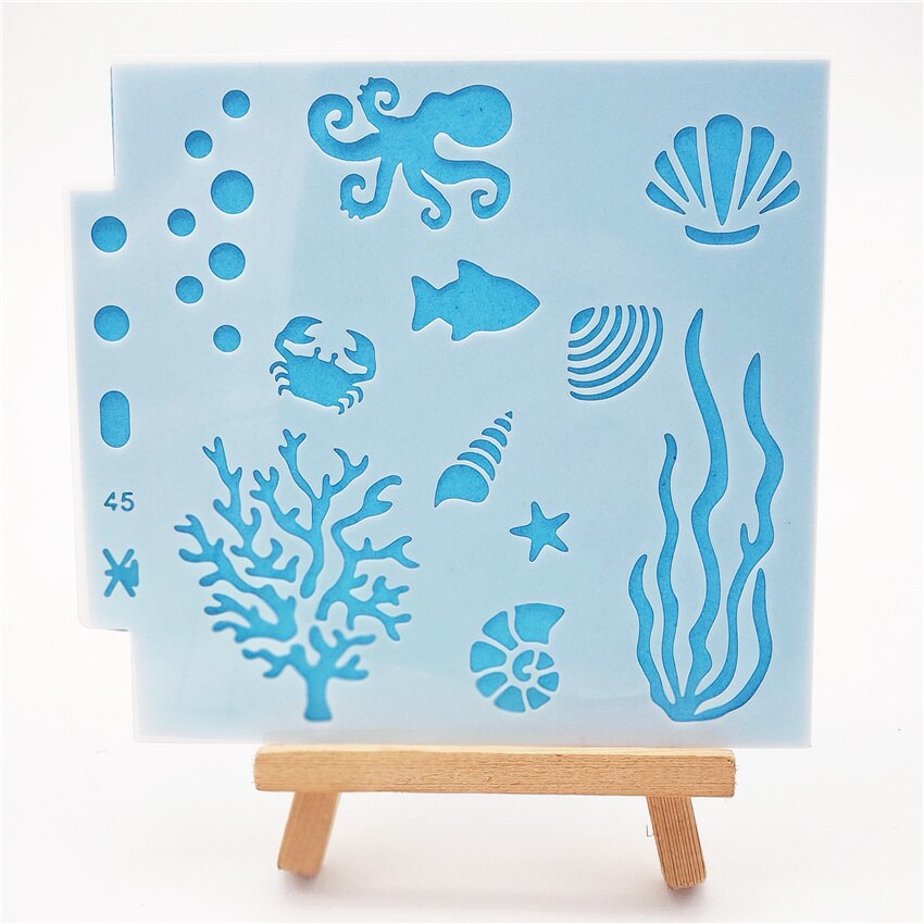 13*14CM seaweed shield DIY cake scrapbook stencils hollow Embellishments printing lace ruler Valentine's Day Cover template