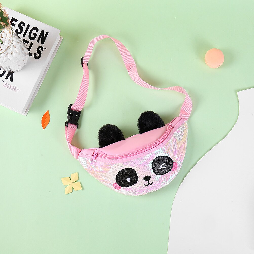 Cute Cartoons Female Waist Bag Kids Fanny Pack Sequined Women Belt Bag Christmas Travel Chest Bag