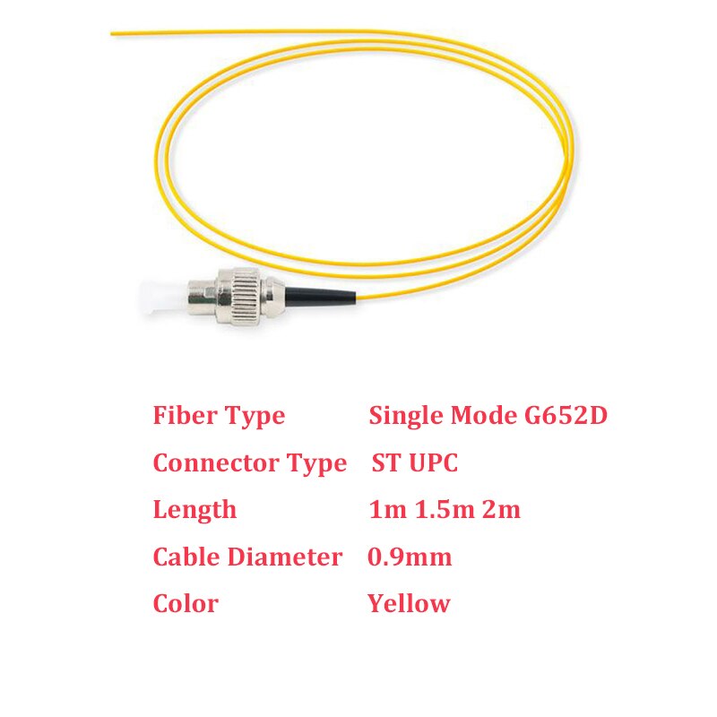 20PCS 1/1.5/2 Meter ST UPC Optical Fiber Cable Pigtail SX Core 9/125 SM Fiber Optic Pigtail 0.9mm LSZH Yellow