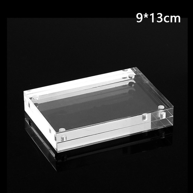 Diy akryl číry magnetický fotorámik obdĺžnik rámik na obrázok vizitka držať bytový dekor narodeninový dekor: D