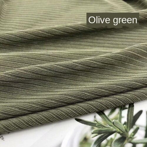Bred 59 " sommer is silke side 4- vejs stretch rib strik stof spandex rayon materiale pit stripe kjole brede ben bukser stof: Oliven grøn