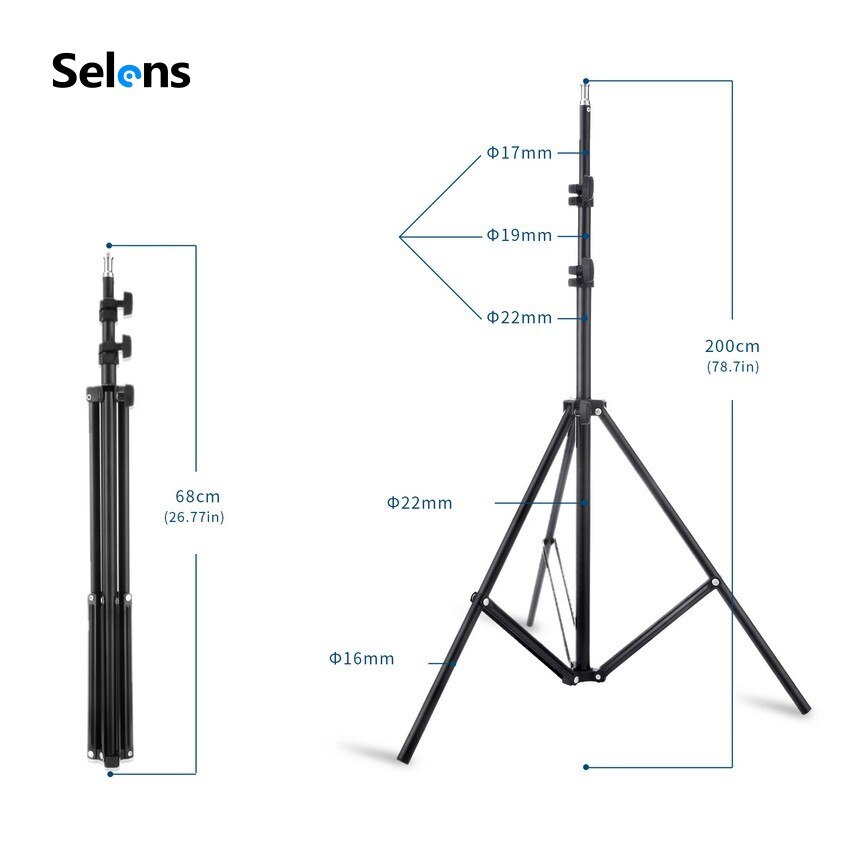 Selens LED anneau lumière 26cm Dimmable vidéo en direct Studio éclairage lampe ronde Youtuber Facebook avec 2m trépied support