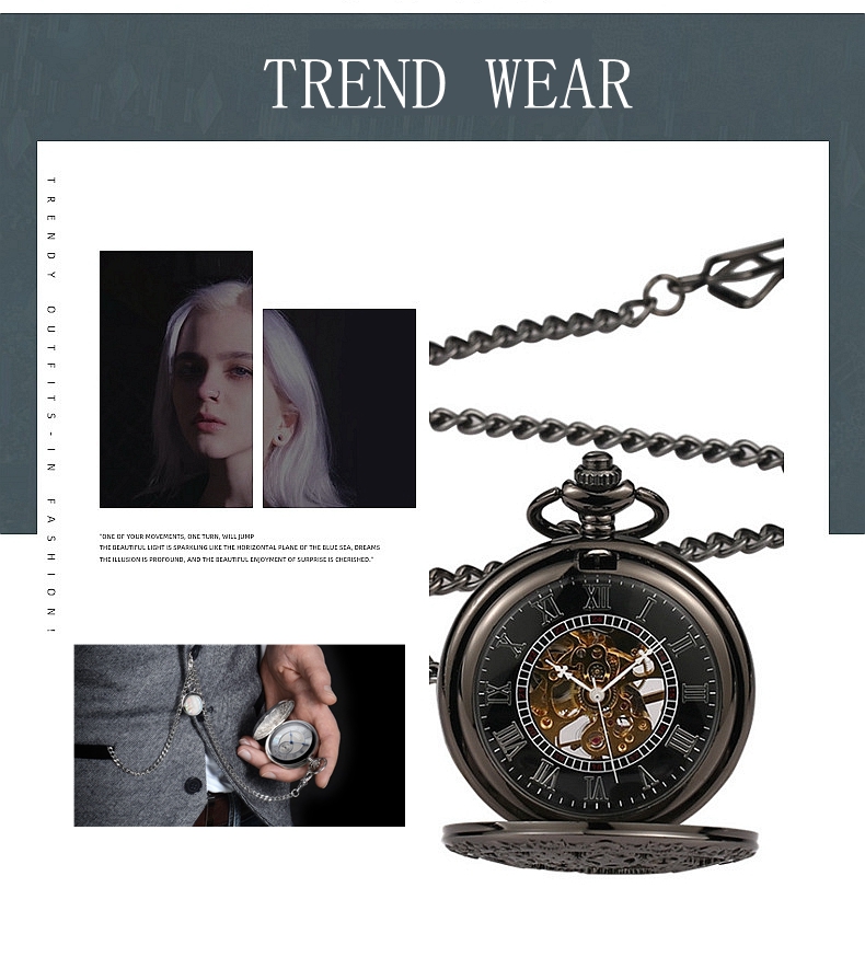 Reloj de bolsillo clásico de acero inoxidable, cadena plateada, negra, dorada, bronce, cadenas geniales, accesorios para relojes de bolsillo,