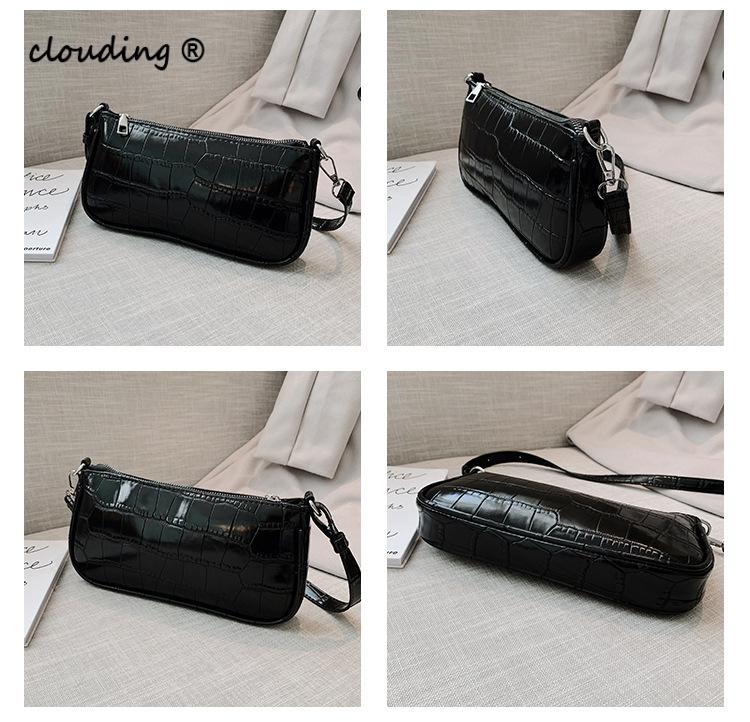 Krokodillenpatroon damestas zomer met rits effen kleur all-match schoudertas messenger shell bag