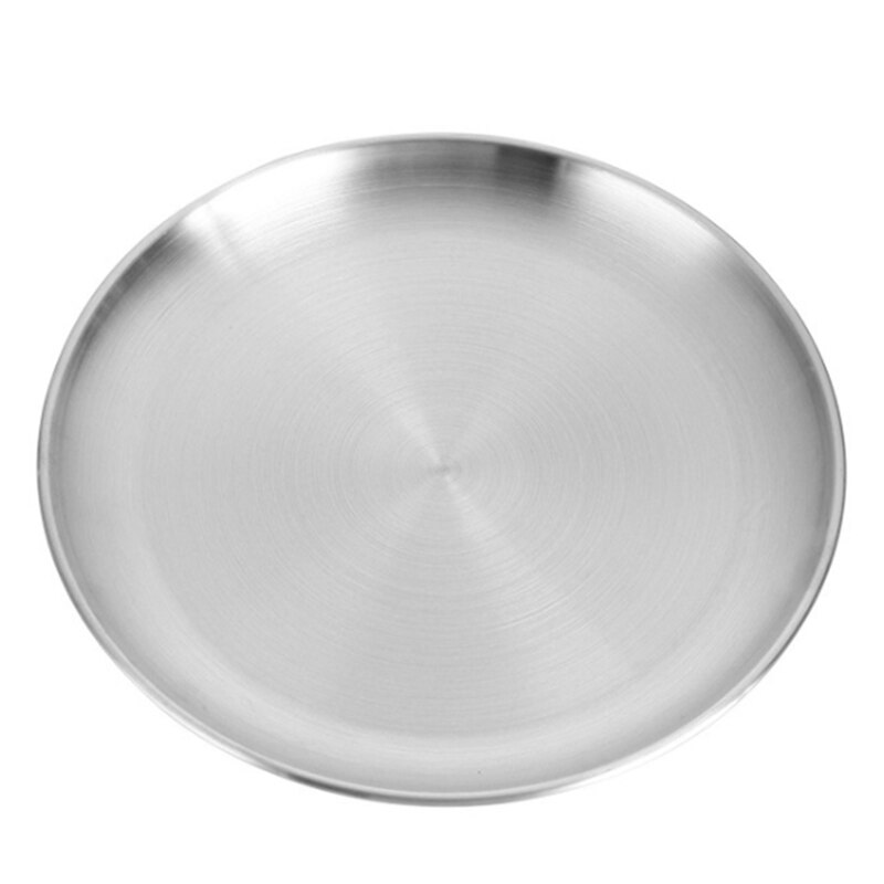 bssmmai 5 stuks roestvrijstalen borden, roestvrij staal, rond servies, diameter 20 cm, barbecue, taartvorm, dienblad, ovale plaat, vleesplaat, rijplaat voor camping, picknick, wandelen, keuken, feest