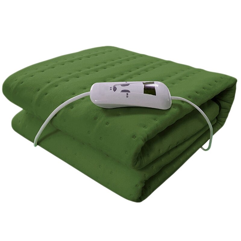 Plush Heating Electric Blanket With Automatic Switch-Off Blanket Timer Function 4Temperature Levels EU Plug: army green