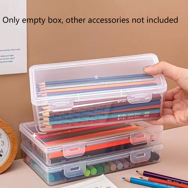 Transparent Large Capacity Plastic Pencil Box Stackable Translucent Clear Pen Box Storage Organizer Box Home Office Supplies