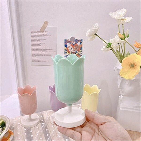 Koreanische eins Frauen machen-hoch Pinsel Lagerung Kosmetische Lagerung fallen 4 Farbe Tulpe Bleistift Vase Kamm Schreibtisch Container Schlafzimmer Organizer: Grün