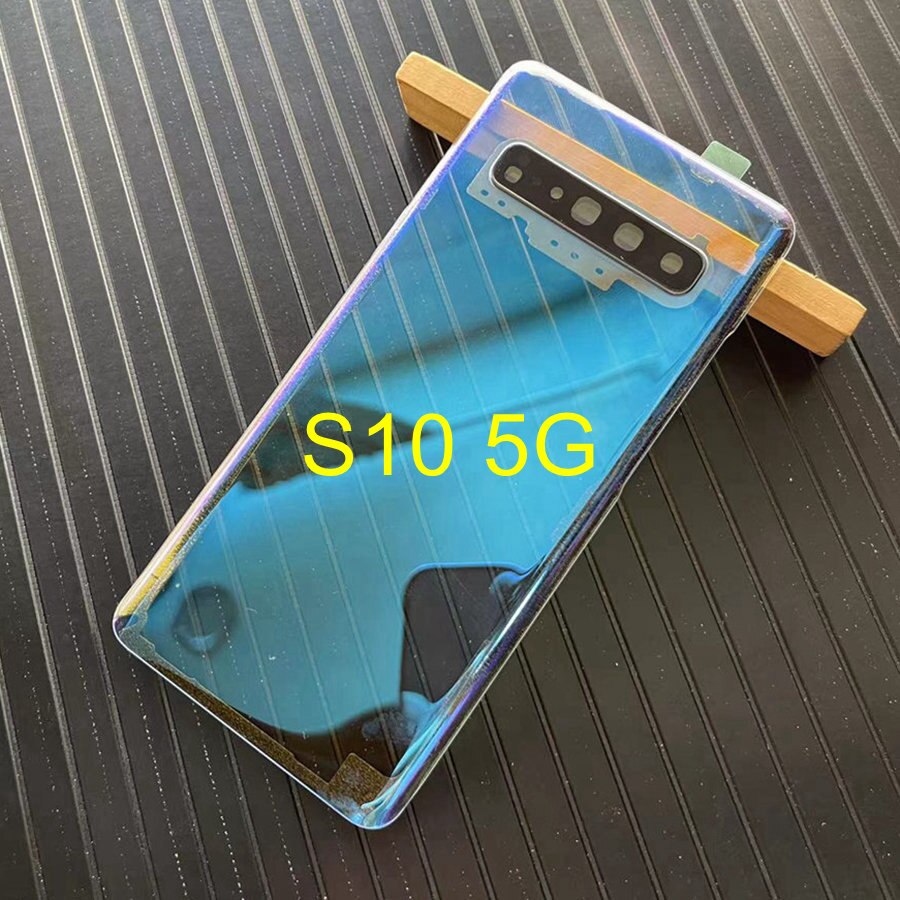 Clear Cover For Samsung Galaxy S8 S9 Plus S10 5G Back Battery Cover Rear Housing Door Glass Panel With Camera Lens Replacement: S10 5G-BlueClear