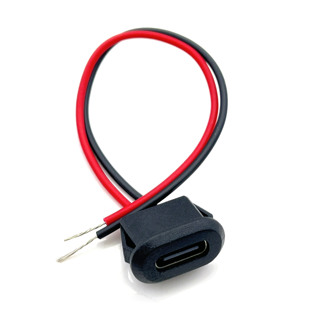 1 stk. 4 -bens usb c-stik type-c vandtæt med  ph 2.0- møtrikkers låseplade, hun-tpc højstrøms hurtigopladningsstik med cc-ben: Gul