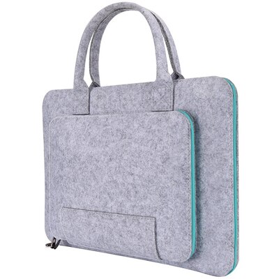 Laptop Bag 17.3" Wool Felt Laptop Bag Handbag 11 13 14 15.6" for MacBook Pro 16.1 for Lenovo Dell HP Asus Computer Bag Men Women: Grey and blue / 15.6-inch