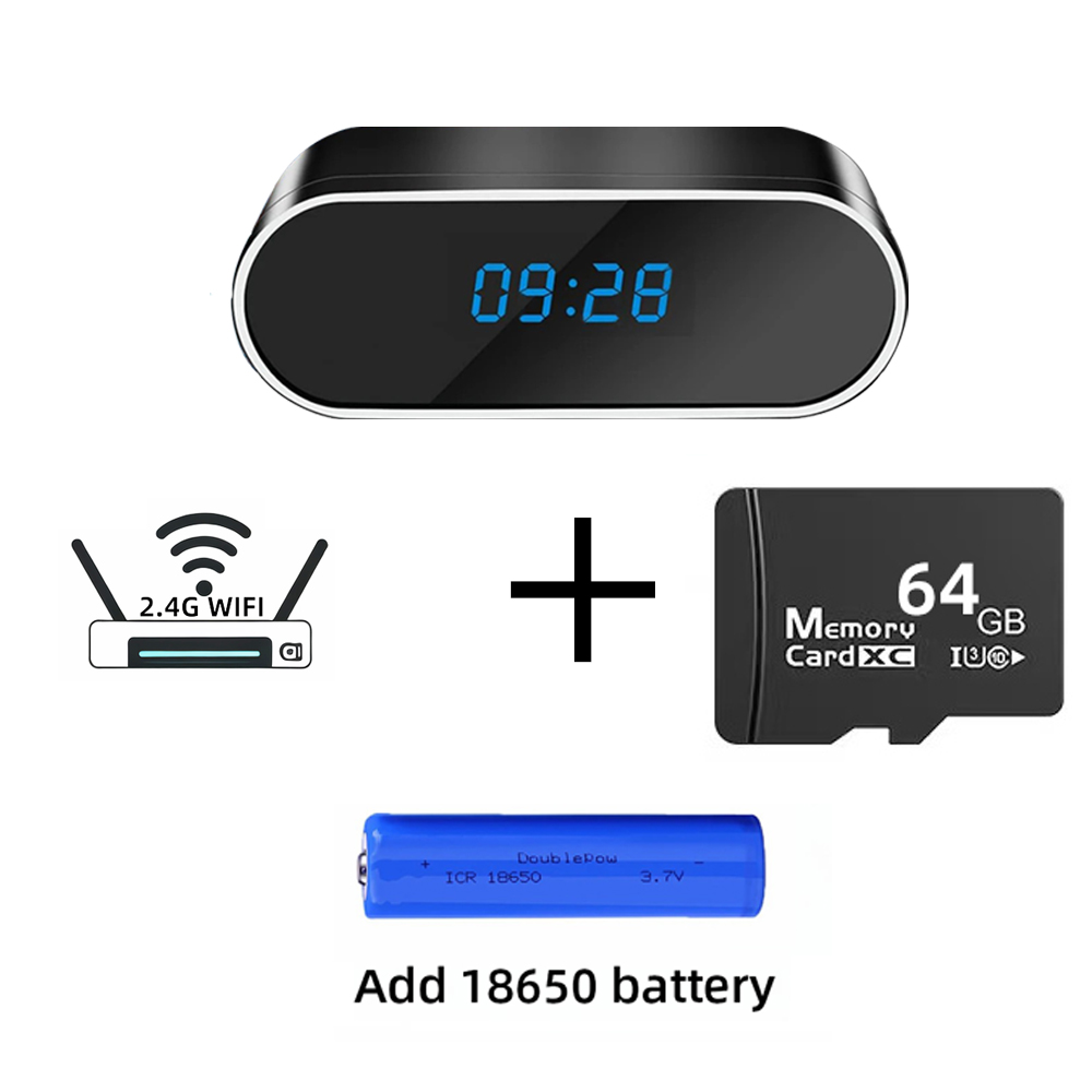 Wireless clock camera 4K HD with WiFi support 2.4G router HD network camera motion detection night vision home monitoring camera: 2/3''