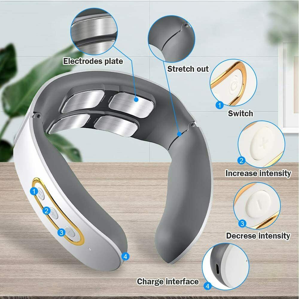 Rechargeable Electric Cervical Neck Massager Relax Heated Body Musle Relief Pain