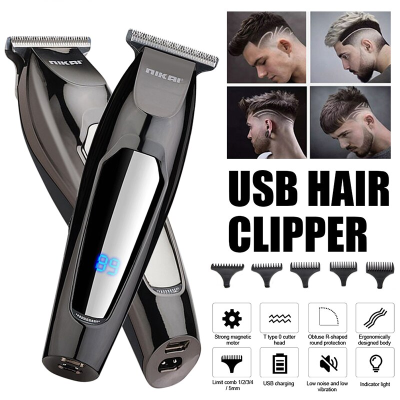 Cortadora de pelo eléctrica VGR, máquina de afeitar a prueba de agua, máquina de afeitar de barba, cortadora de pelo , máquina de corte de pelo USB para hombres cortadora de pelo maquinilla de cortar pelo: V070