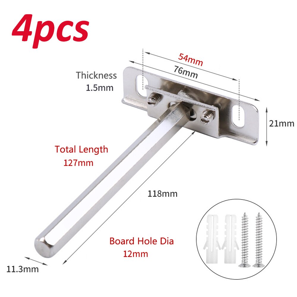 1/2/4pcs Silver Steel Floating Brackets Heavy Duty Metal Hidden Shelf Support Bracket Wall Mounted Multifunctional Home Hardware: 4pcs 127mm