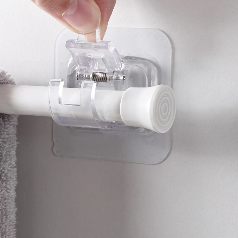 Clip de barra de cortina ajustable, ganchos de pared autoadhesivos, sin perforaciones, soporte colgante para barra de cortina de ducha, accesorios de baño, 2-8 Uds.