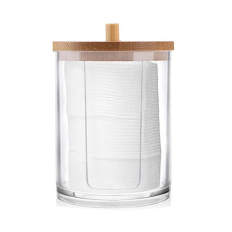 Boîte de cotons-tiges de maquillage en bambou transparent, support de cotons-tiges cosmétiques, récipient en acrylique Qtip: Black