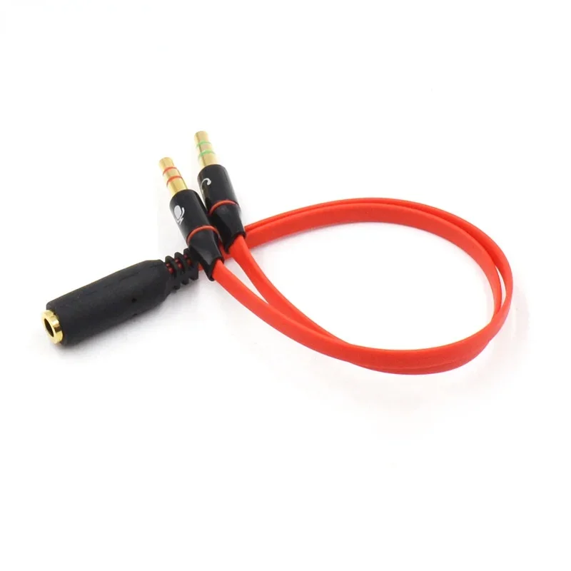 Adaptateur TRRS 3.5mm, 2 mâles, 1 femelle, Mini prise Jack 3.5mm, séparateur à 4 broches, Audio stéréo, Microphone, prise de câble plat vers connecteur 2 3 broches